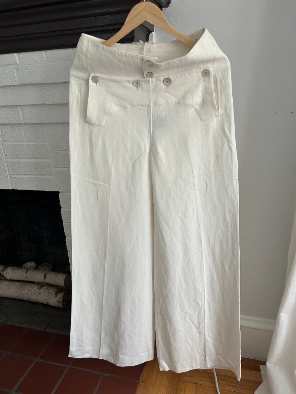 Ralph Lauren Blue Label White Linen/Viscose Wide Leg Pants Size 6 NWT